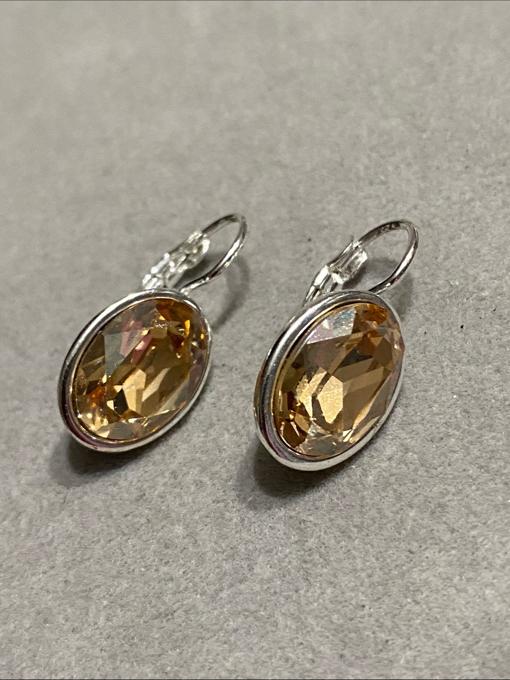 Faceted Oval Drop Earrings in Champagne